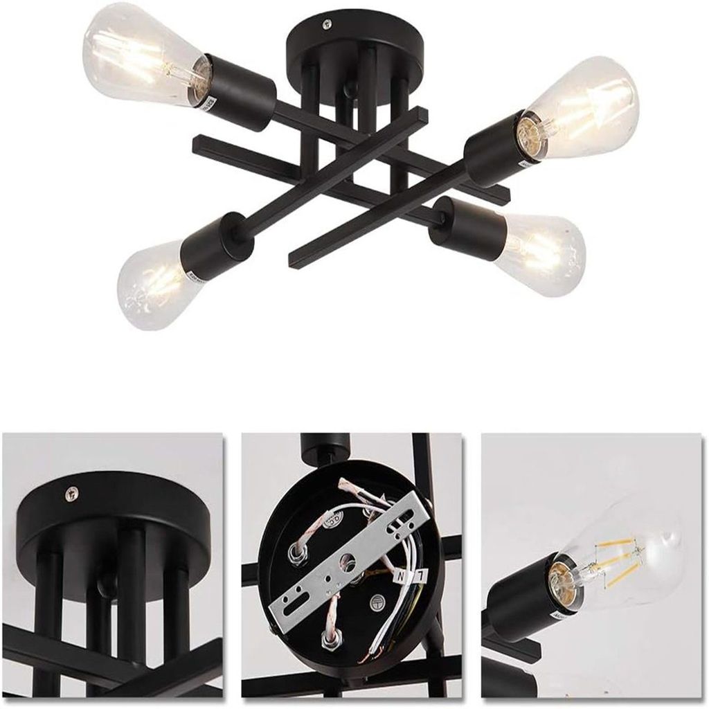 Kronleuchter 4 Glühbirne Deckenlampe,Industrieleuchten,E27,Ohne Lichtquelle