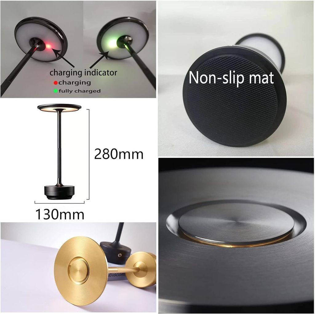 LED Nachtlichter Tischlampe Kabellos Dimmbar Aluminium Produktbild 7