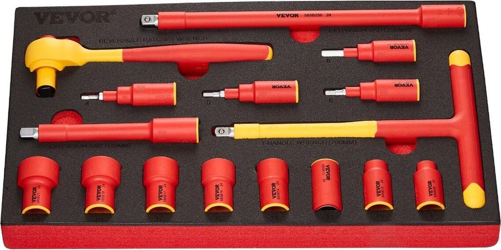 Isolierter Steckschlüsselsatz 16-teiliges isoliertes Produktbild 