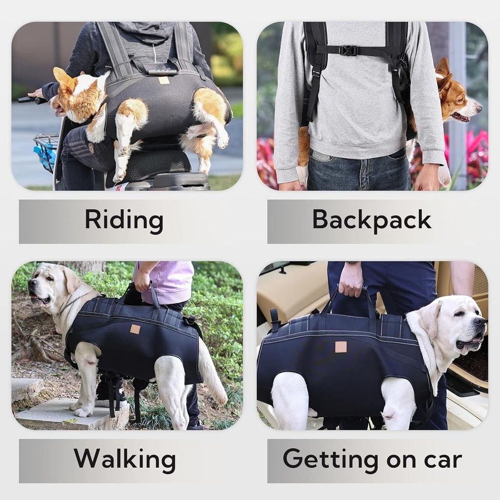 OUOBOB Hundegeschirr Mit Rucksack - Wasserdicht Für Große Hunde