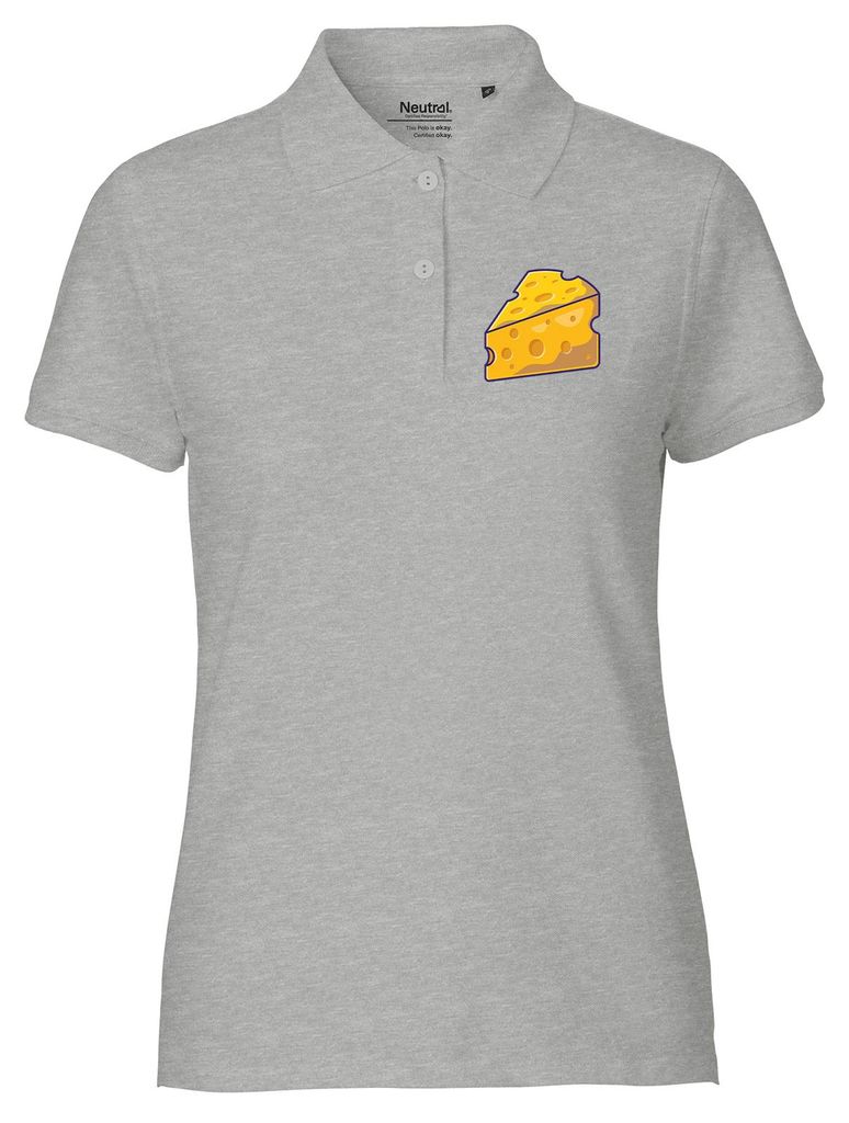Huuraa Damen Polo Shirt Käse Comic XXL Sport Grey Bio Baumwolle Fairtrade Poloshirt Geschenkidee