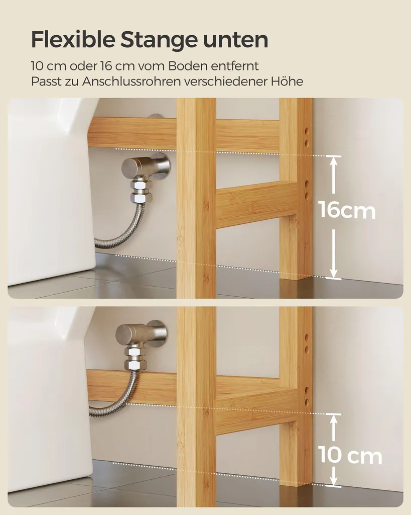 Rangement WC pour petits espaces avec tablette beige naturel modulable - 4
