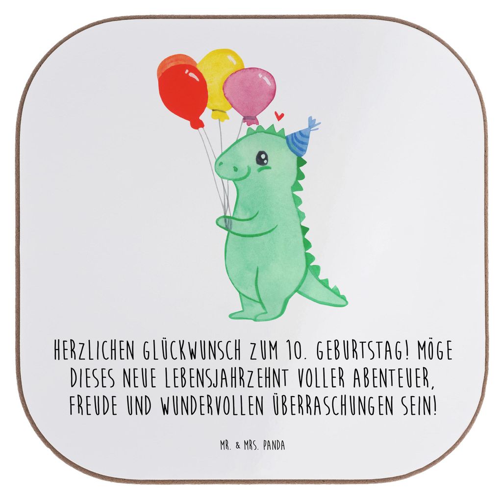 Mr. & Mrs. Panda Untersetzer für Gläser 10. Geburtstag - Weiß - Geschenk, Tischuntersetzer, Kinderfeier, Happy Birthday, Coaster, Kaffee, Glas, ...