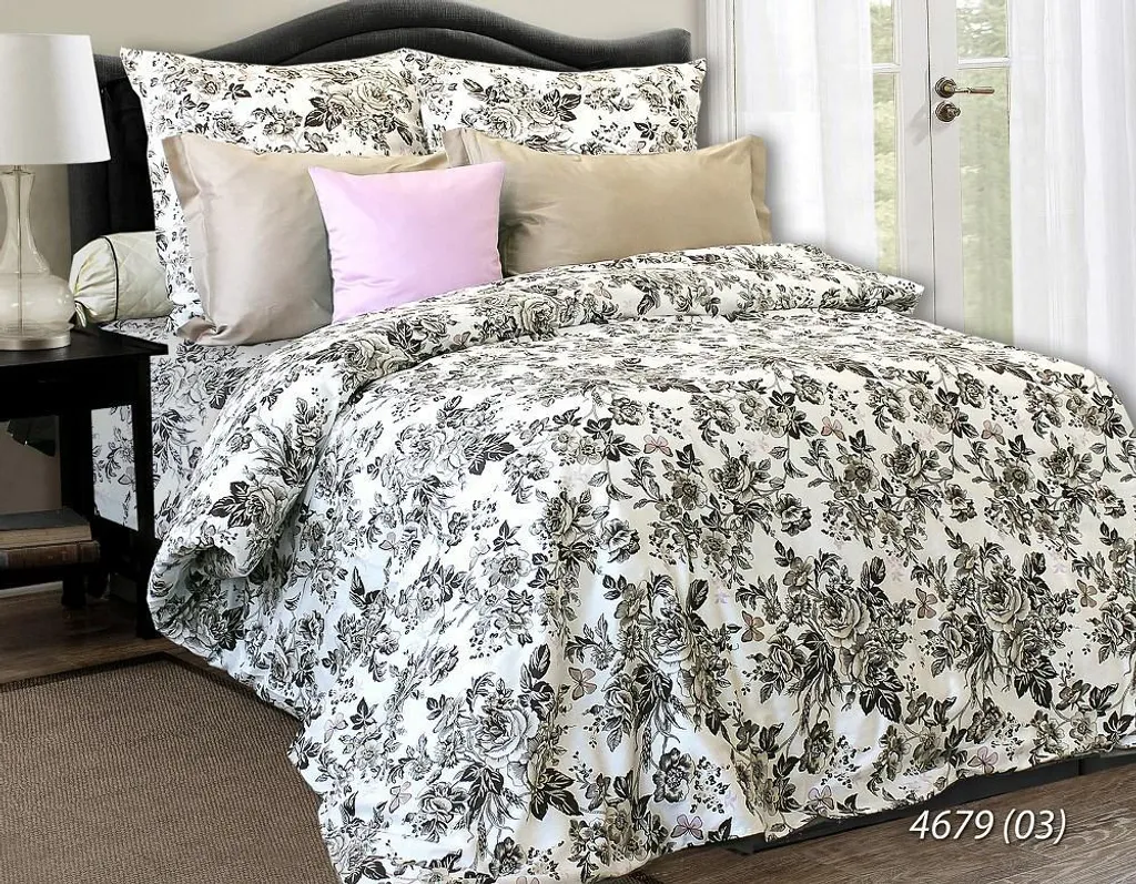 Parure de lit anti-frottement en satin de luxe 220x200 Bouquet 4679/3