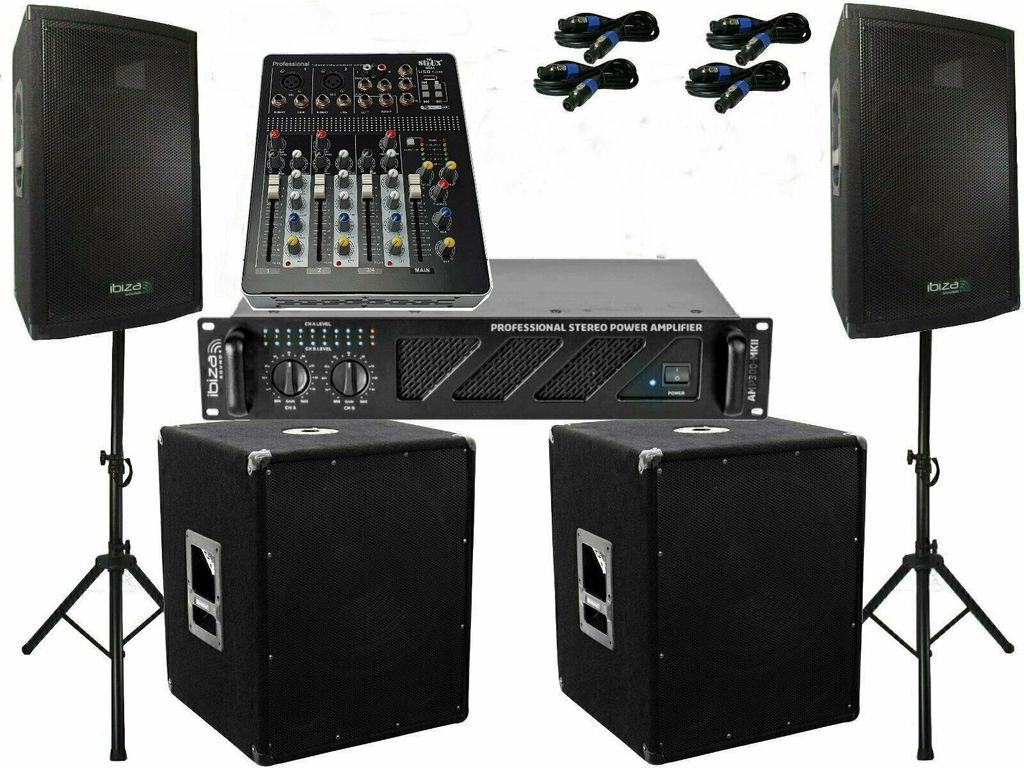 Das PA Set 52 DJ 3 Wege 30 cm Boxen Stativ 38 cm Subwoofer Musiker 3000 W Aktiv