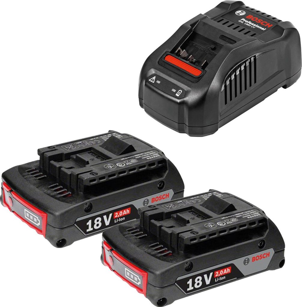 Bosch Starter-Set 18 V / 2x 2,0 Ah Akku + Ladegerät GAL 1880