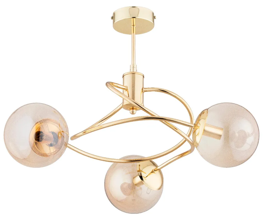 Suspension TOSCA dorée ambrée 57cm 3x10W - Métal design - Luminaire Alfa
