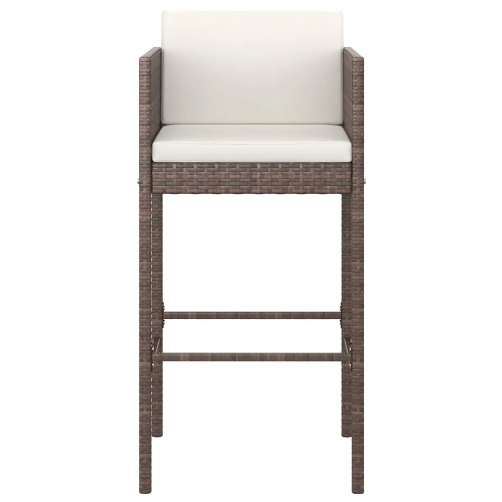 Tabouret de bar résistant et confortable en poly rotin marron - Set de 4
