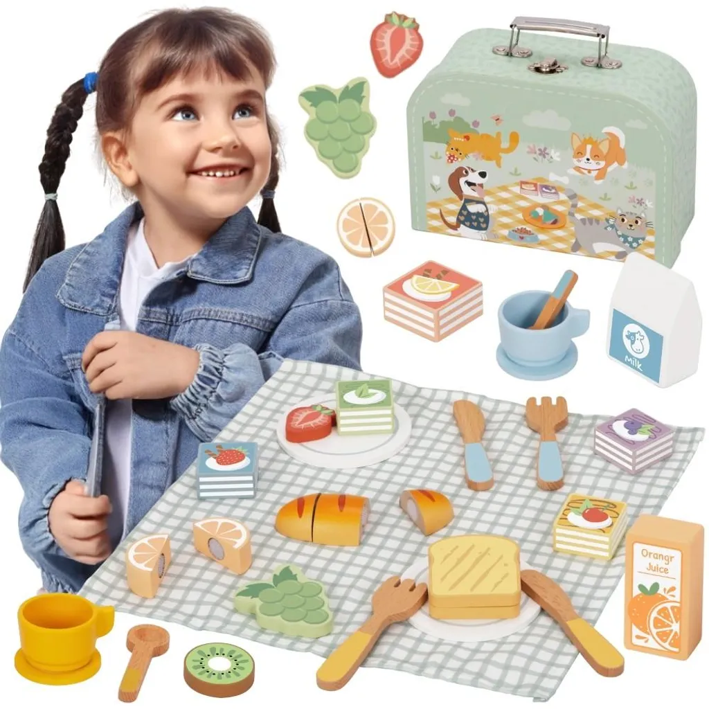 Jeu d'Imitation Cuisine : Panier de Pique-nique et Aliments à Découper