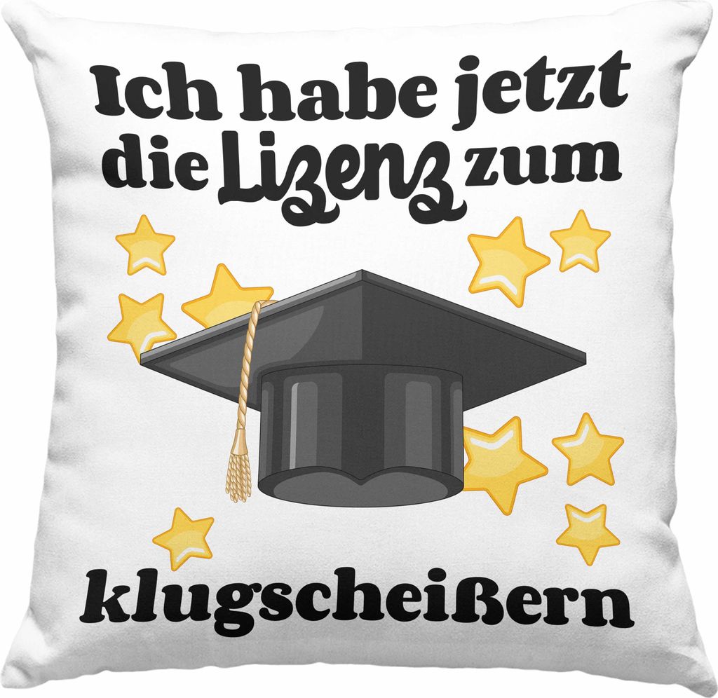 Trendation - Bachelor Geschenk Abschluss Deko-Kissen mit Füllung 40x40 Spruch Master Abitur Abi Graduation Bestanden Prüfung (Grün)