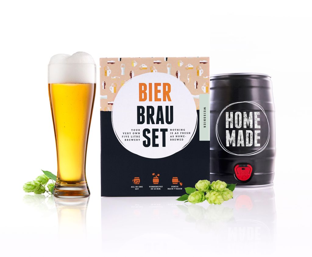 BrauFässchen Bierbrauset Weißbier 5L – Bier selber brauen Komplett-Set mit Mini-Fass, Geschenkidee für Männer, Papa & Bierfans