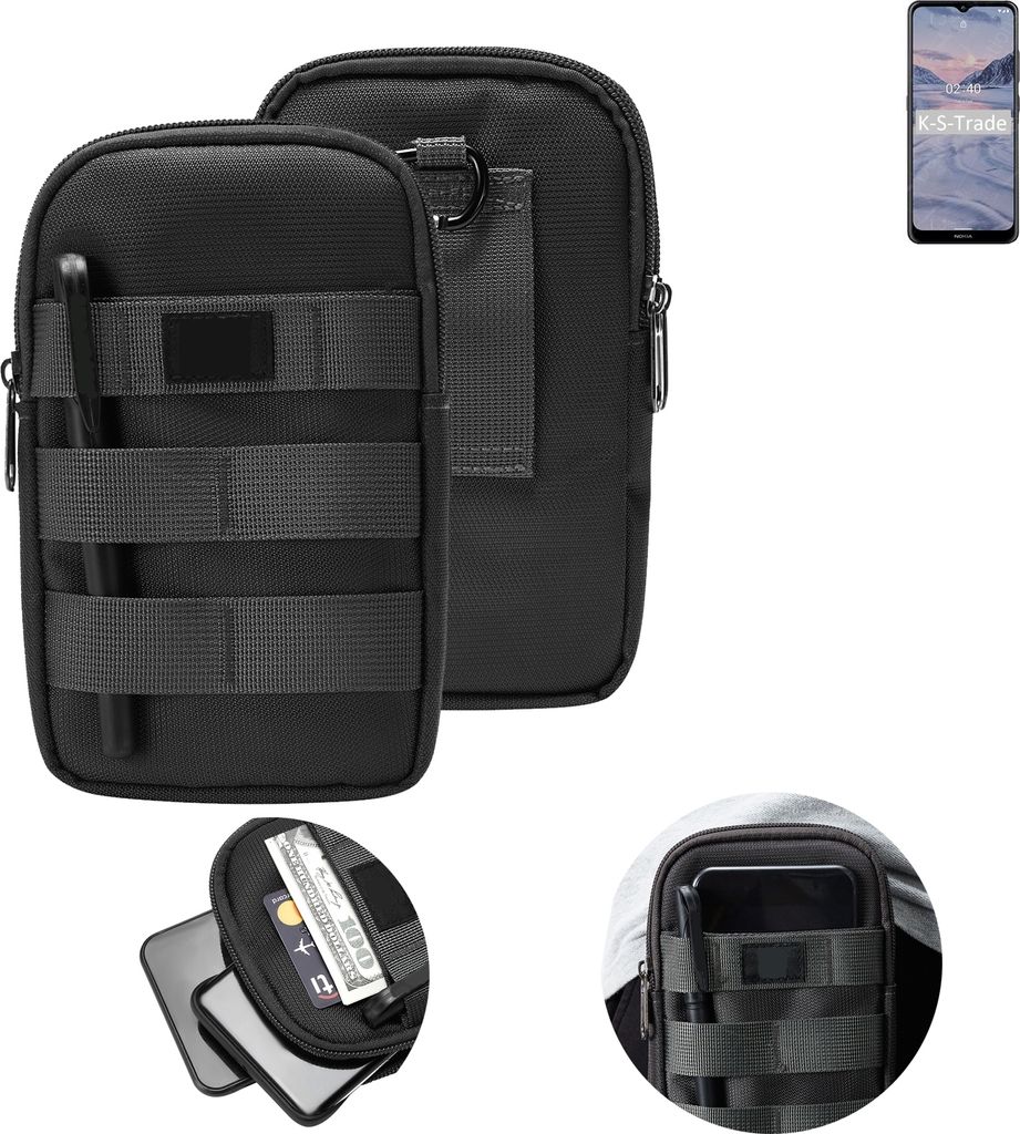 K-S-Trade Holster Gürtel Tasche kompatibel mit Nokia 2.4 Handy Tasche Schutz Hülle dunkel-grau viele Fächer, 1x
