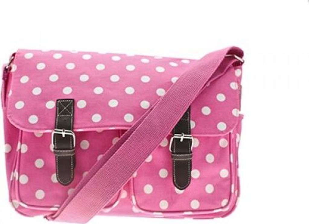Vintage Schultertasche in pink mit weißen Tupfen von Lesser Produktbild 