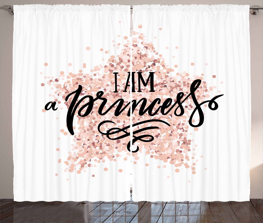 ABAKUHAUS Prinzessin Rustikaler Vorhang, moderne punktierte, Wohnzimmer Universalband Gardinen mit Schlaufen und Haken, 280 x 175 cm, Schwarz Weiß...