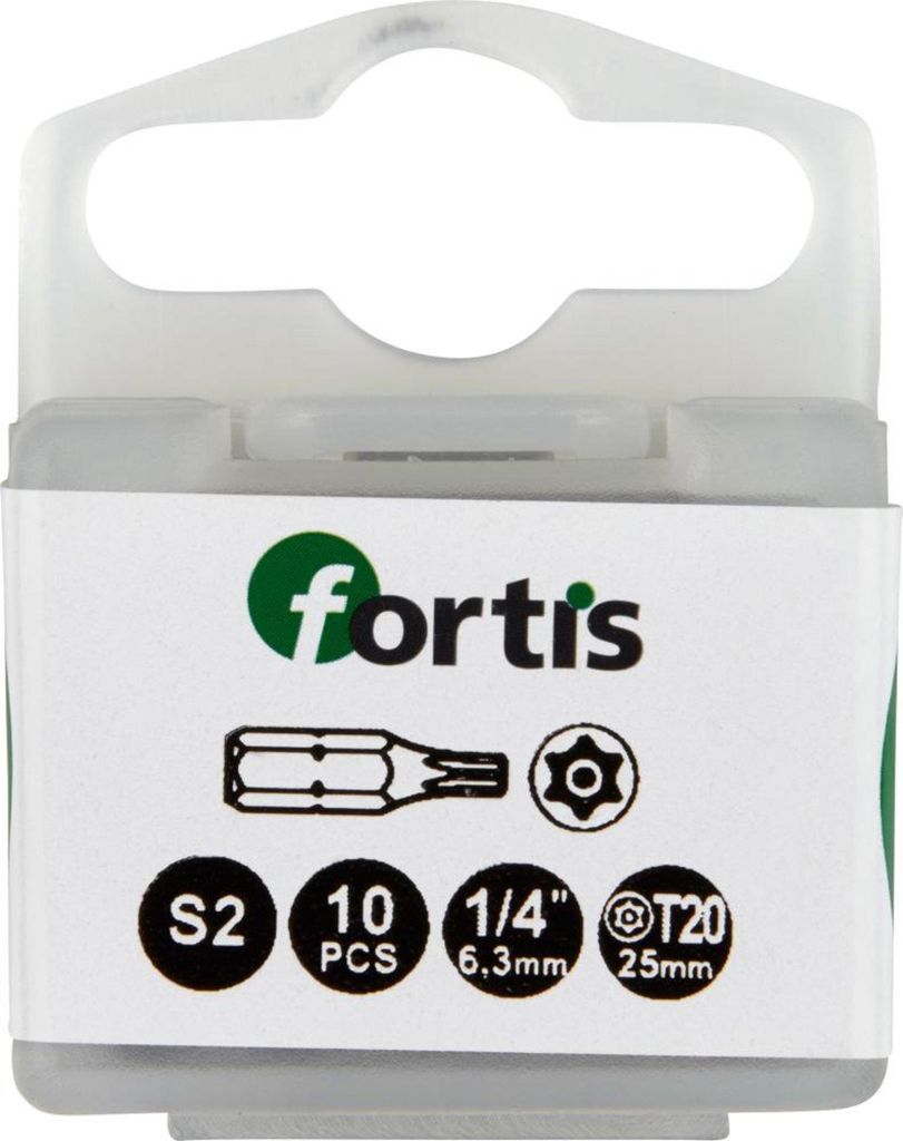 Fortis Bit 1/4 DIN3126 C6,3 TX20x 25 mm mit Bohrung 10 Stk.