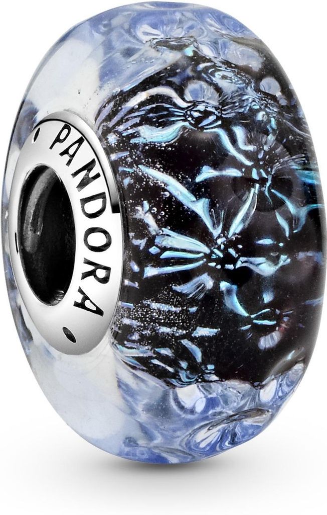 A close-up studio shot of a Pandora charm.