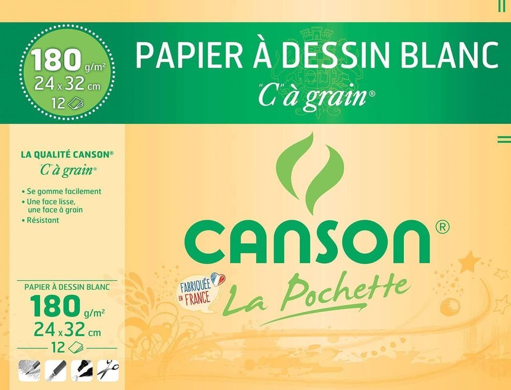 CANSON 200027102 Zeichenpapier "C" à Grain 320 x 240 mm 180 Image du produit 