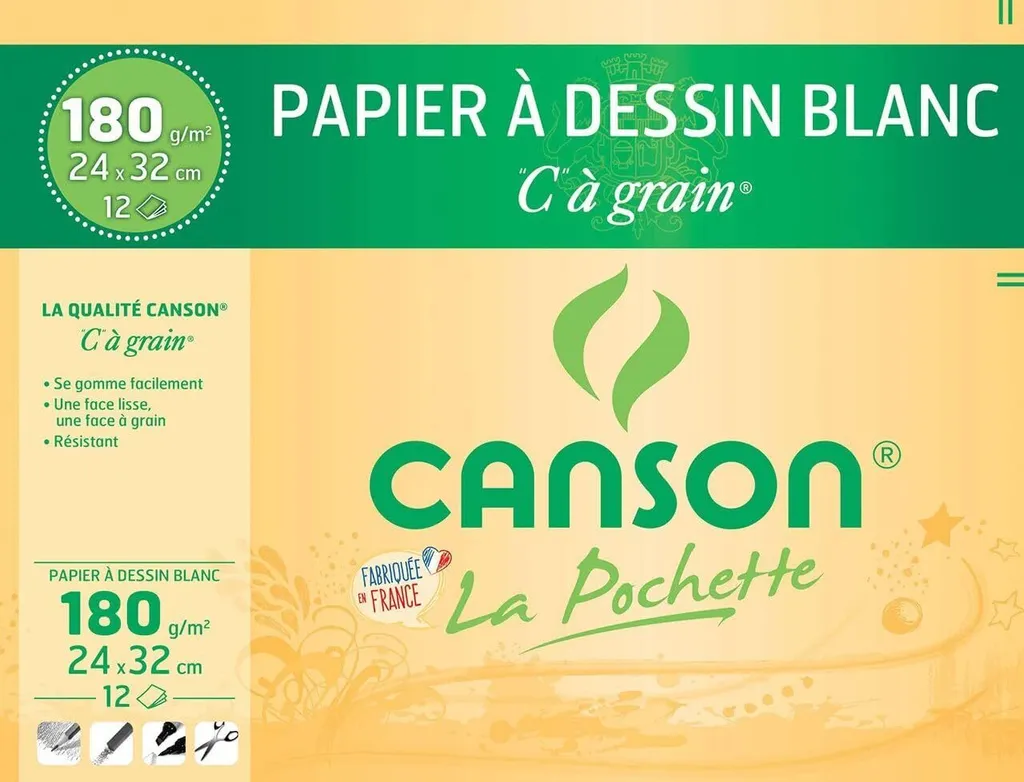 Pacco 12 Fogli Canson 200027102 C à Grain 180g 32x24cm | Prezzo Top