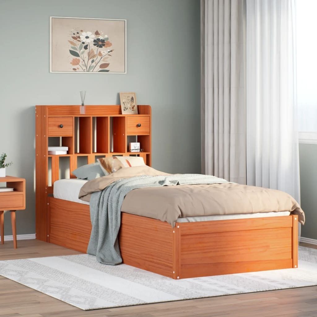 Maison Exclusive - Massivholzbett ohne Matratze Wachsbraun 100x200 Kiefernholz