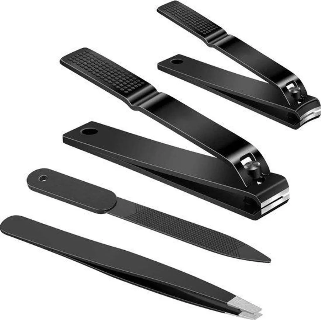 Kit manucure pédicure complet en acier noir 4 pièces haute précision