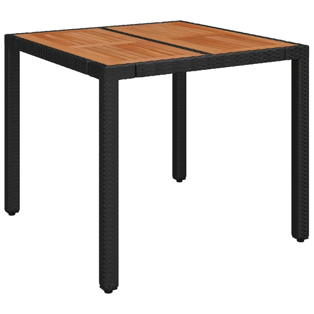 vidaXL Tavolo da Giardino 90x90x75 cm Poly Rattan e Legno Nero