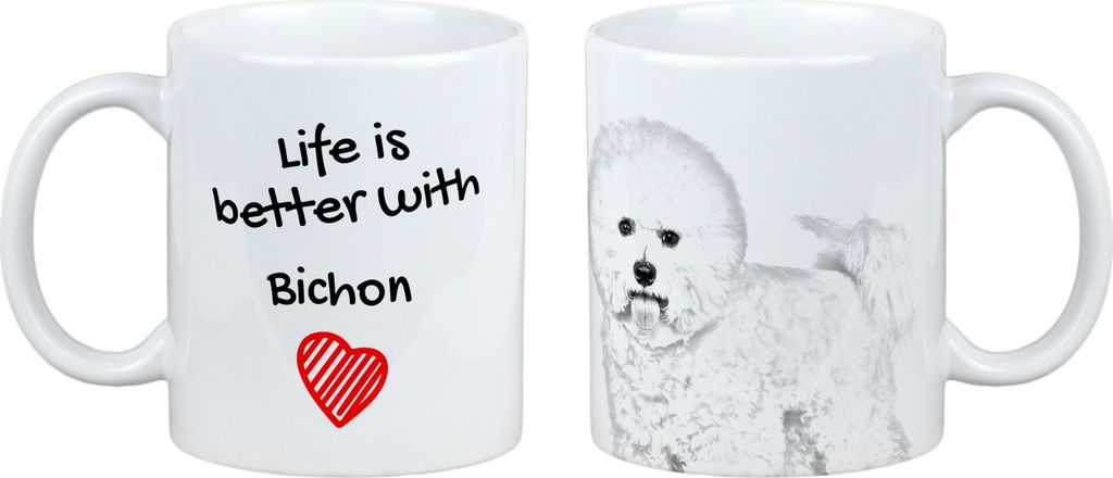 Bichon Frise, Gelockter Bichon, Tenneriffahündchen - Tasse mit Hund, Tasse mit Bild, personalisiertes Geschenk der Marke Art-Dog