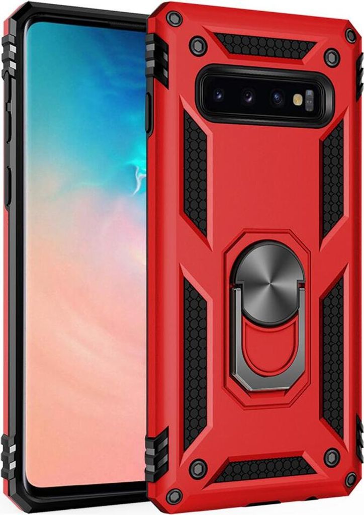 LaimTop Galaxy S10 Hülle, Hybrid Robuste Rüstung Drehbarer Ring Halter Ständer Dual Layer Hard PC + TPU Stoßfest Schutzhülle für Samsung Gala...