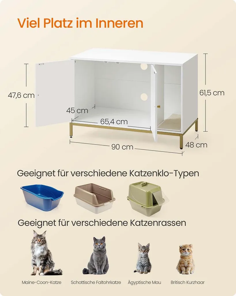Buffet pour litière chat blanc : cachette élégante et décorative