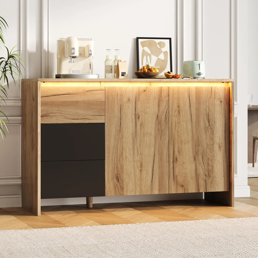 Meuble de Rangement Salon avec LED Buffet Chic pour Entrée et Séjour