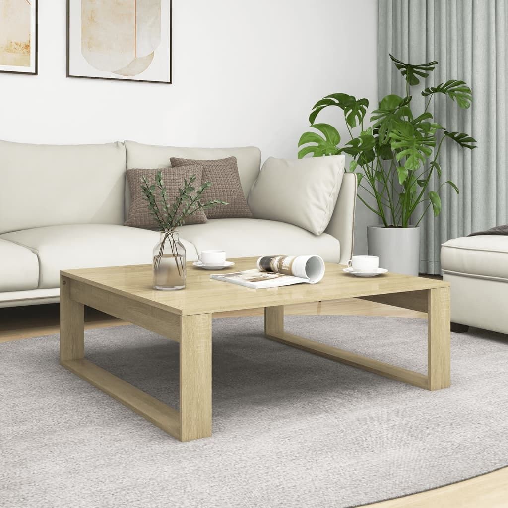 The Living Store Couchtisch Sonoma-Eiche 100x100x35 cm Holzwerkstoff