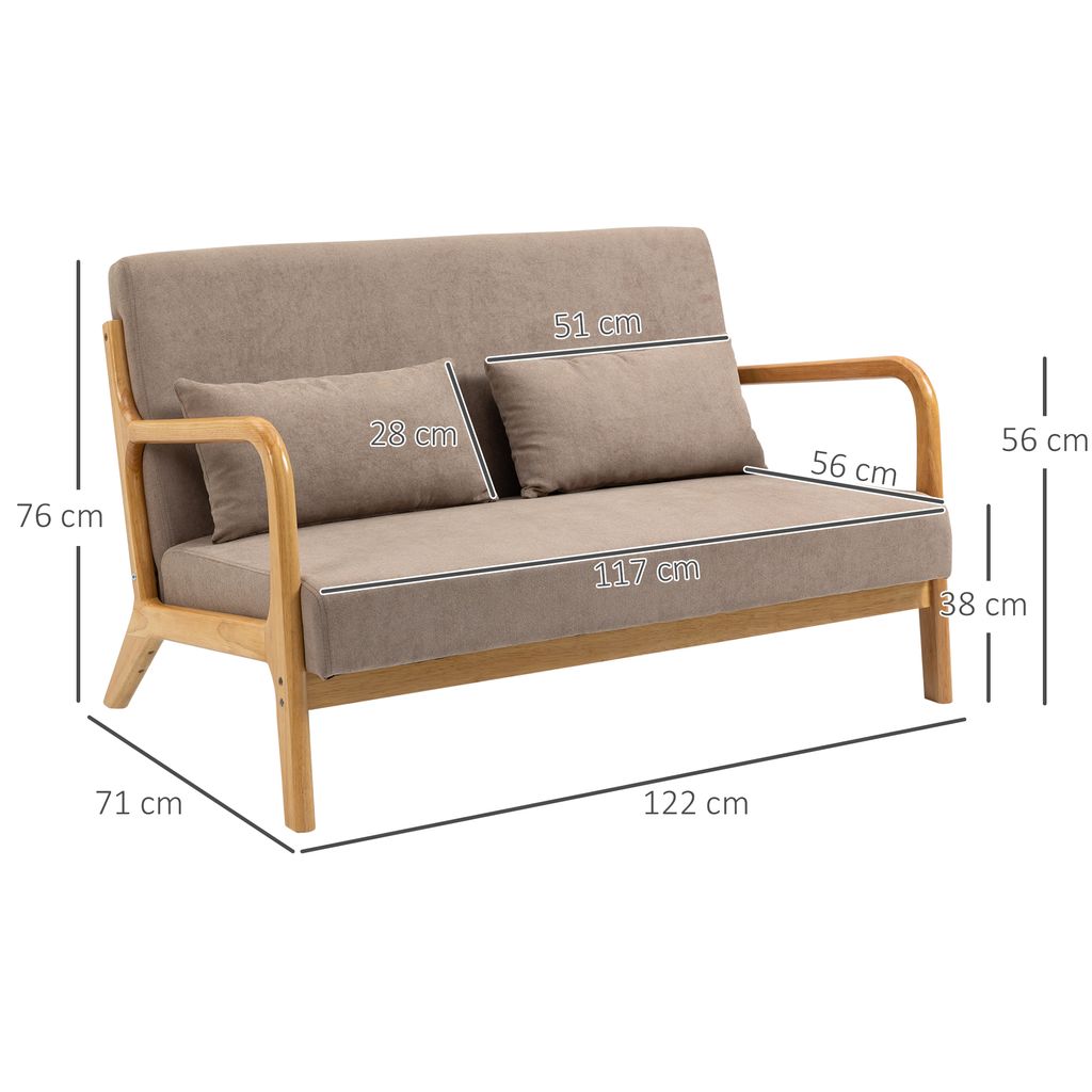 HOMCOM 2-osobowa sofa dwuosobowa z poduszkami, sofa Zdjęcie produktu 3