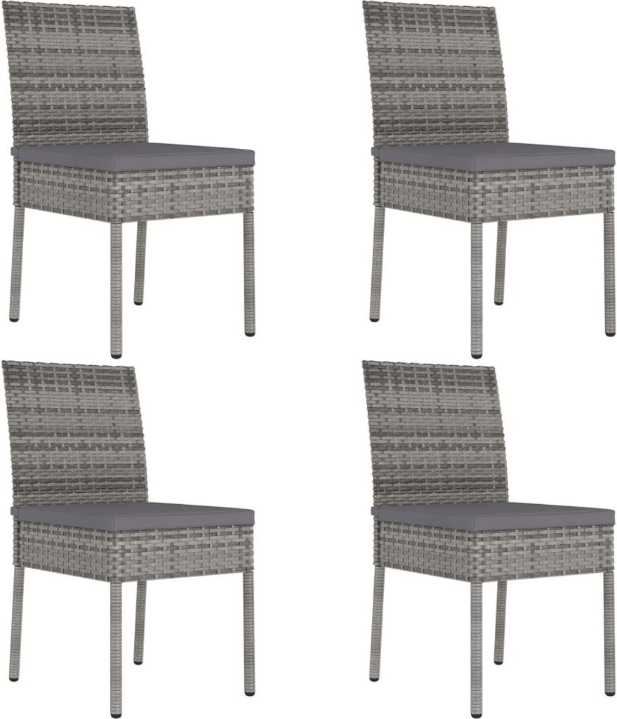 Möbel Outdoor Relaxsessel,Balkonstuhl Garten-Essstühle 4 Stk. Poly Rattan Grau DE17156