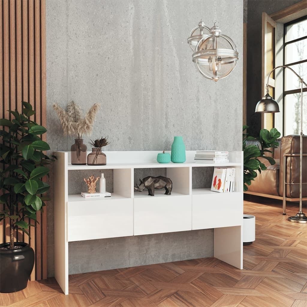 (Design 2026) Sideboard Hochglanz-Weiß 105x30x70cm Holzwerkstoff - HOMMIE 771044 - Kommoden