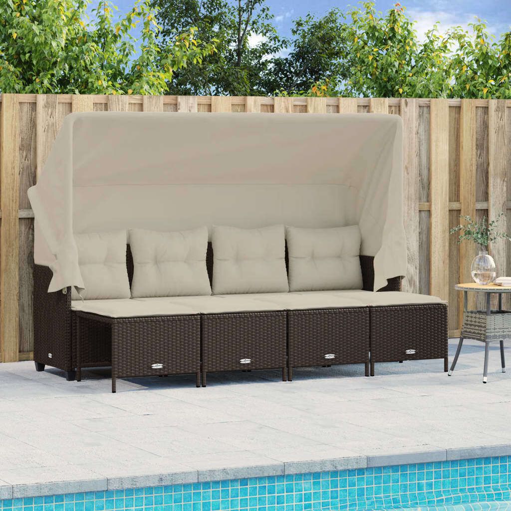 Maison Exclusive - 5-tlg. Garten-Sofagarnitur mit Kissen Braun Poly Rattan