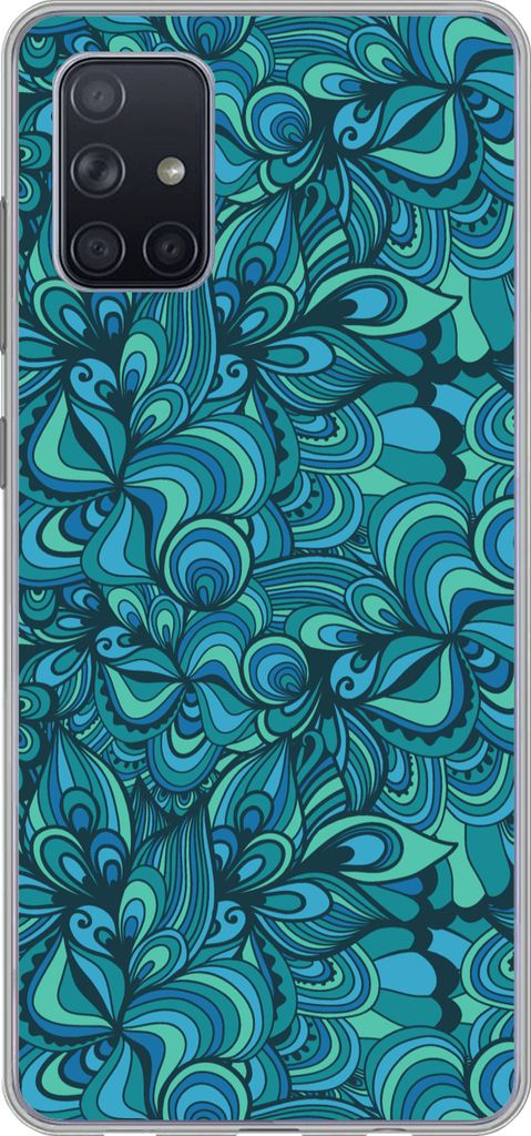 MuchoWow Handyhülle Schutzhülle Hülle für Telefoonhoesje Samsung Galaxy A51 5G Design - Vintage - Blau - Türkis Silikon Softcase Handy Hüll...