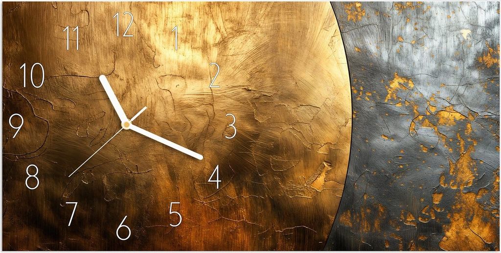 Wanduhr aus Glas mit Motiv Metallische Textur- 60 x 30 cm - inkl. Aufhängesystem