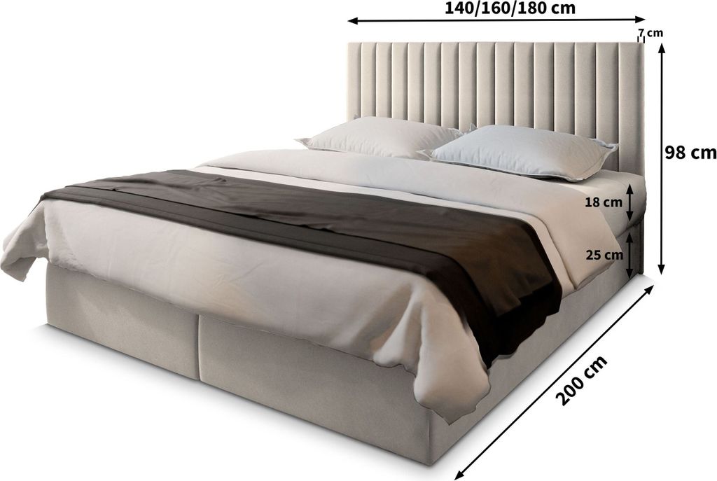 Masseno Boxbett MURLO 140x200 Cm Mit Bonell Matratze Und Topper