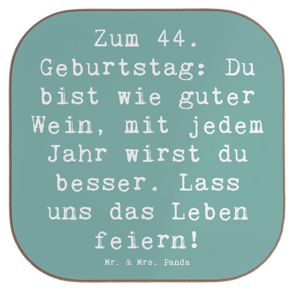 Mr. & Mrs. Panda Tischuntersetzer Spruch 44. Geburtstag - Meeresbrise - Geschenk, jedes Jahr besser, Happy Birthday, gläseruntersetzer, Altern, hu...