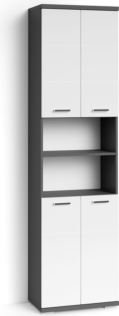 Doppelhochschrank >NEBRASKA< in Anthrazit/Weiß 50 x 192 x 31,5 cm (BxHxT)
