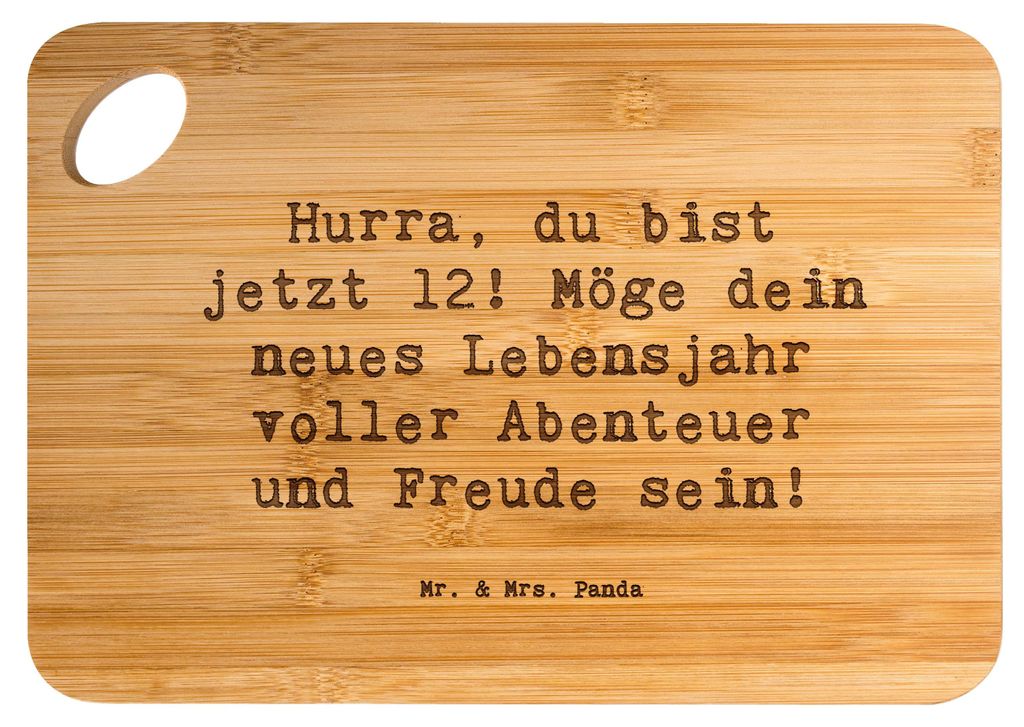 Mr. & Mrs. Panda Holzbrett Spruch 12. Geburtstag - Transparent - Geschenk, besondere Wünsche, Schneidebrett, Happy Birthday, voller Abenteuer, 12 ...