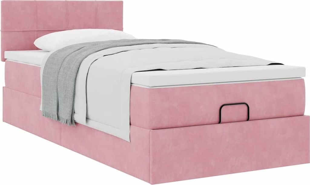 Möbel Ottoman-Bett mit Matratze Rosa 80x200 cm Samt - Klassische Betten 3311740