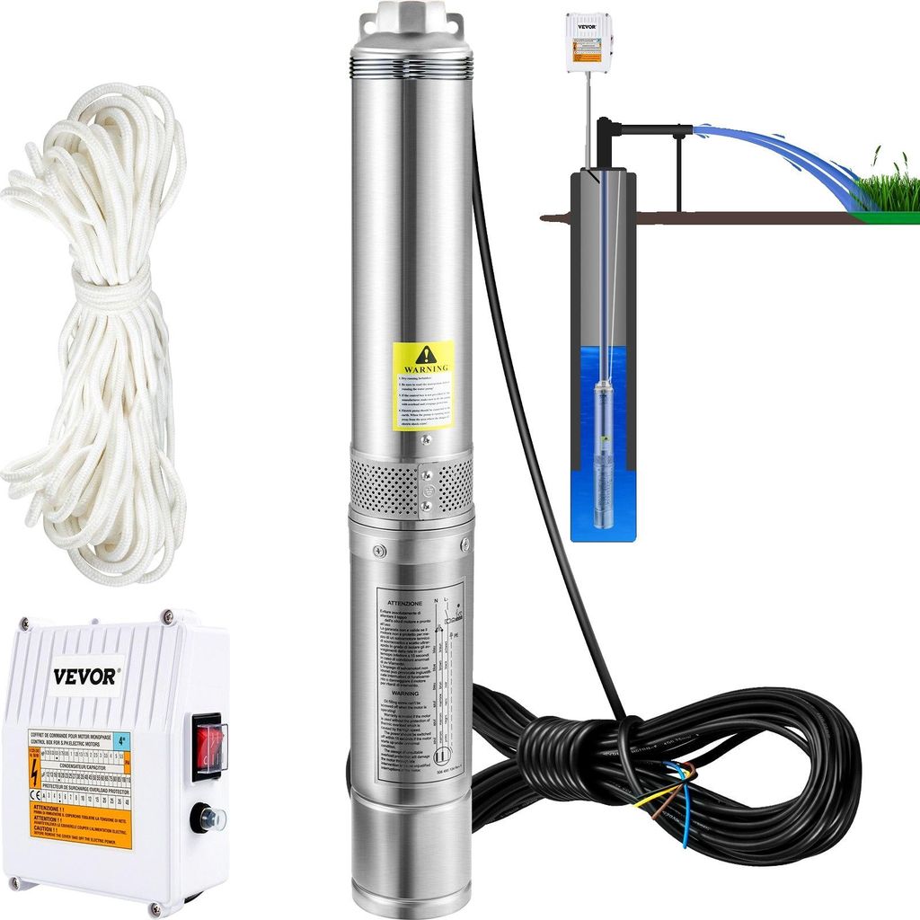 VEVOR, bomba de pozo profundo de 4 pulgadas, 1100W, bomba Imagen del producto 