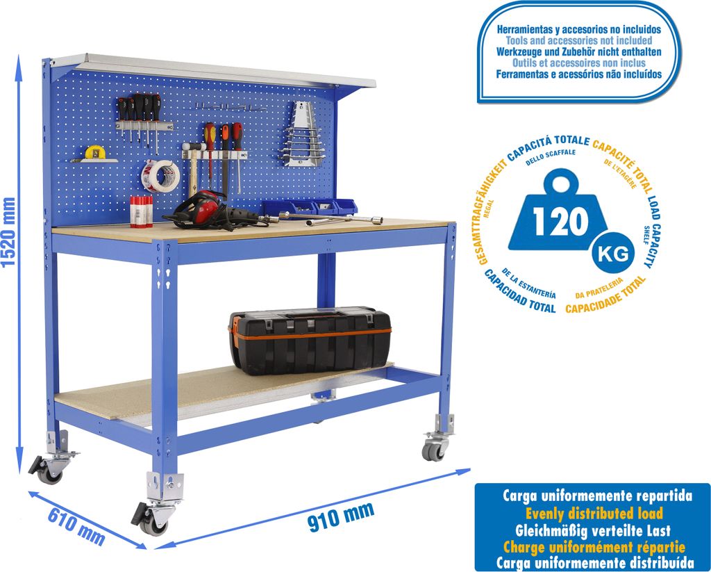 SIMONWORK MOBILE BT3 900 AZUL/MADEIRA Metallwerkbank