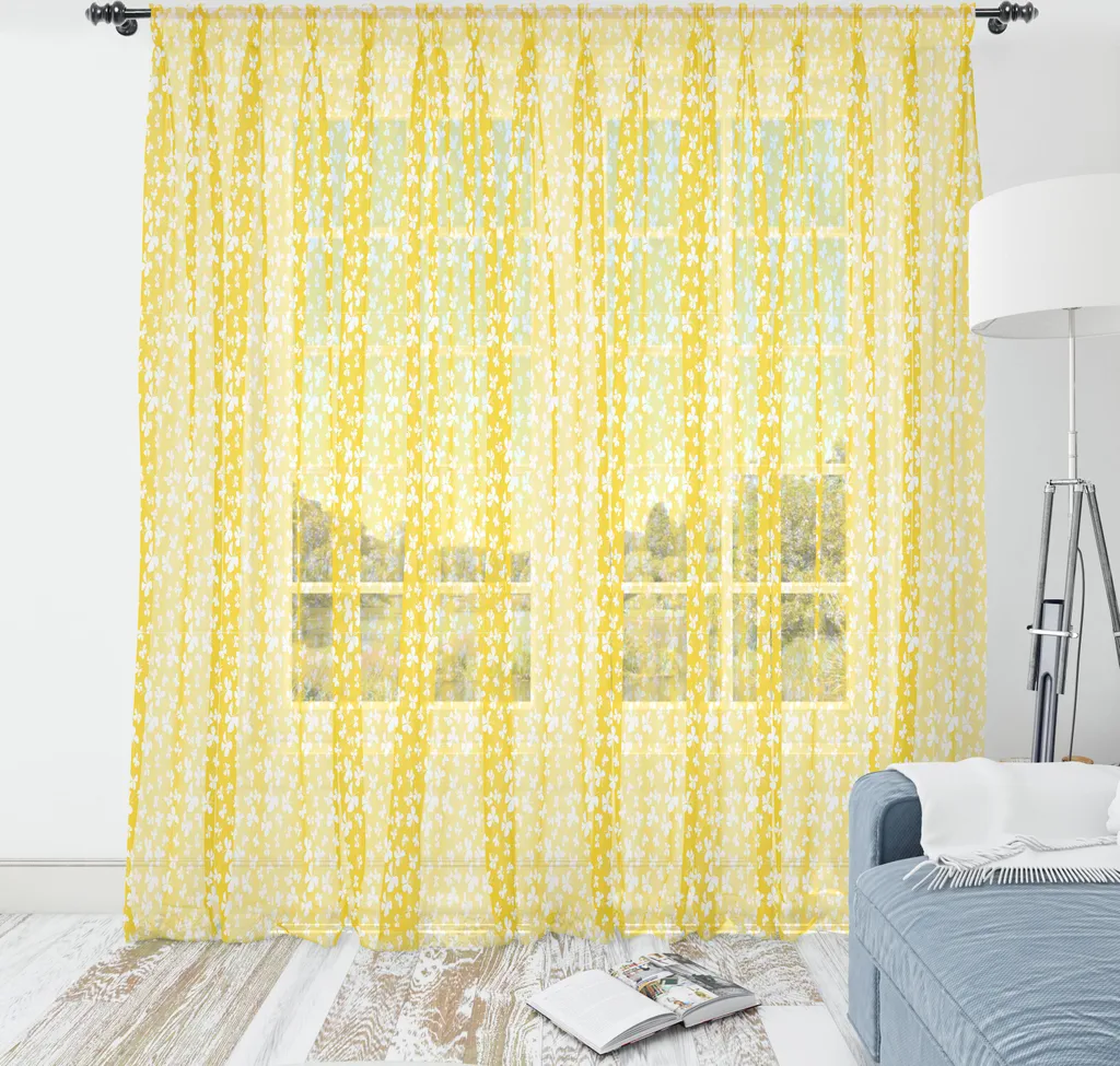 Grande tenture murale décorative papillons jaune terre pour le salon
