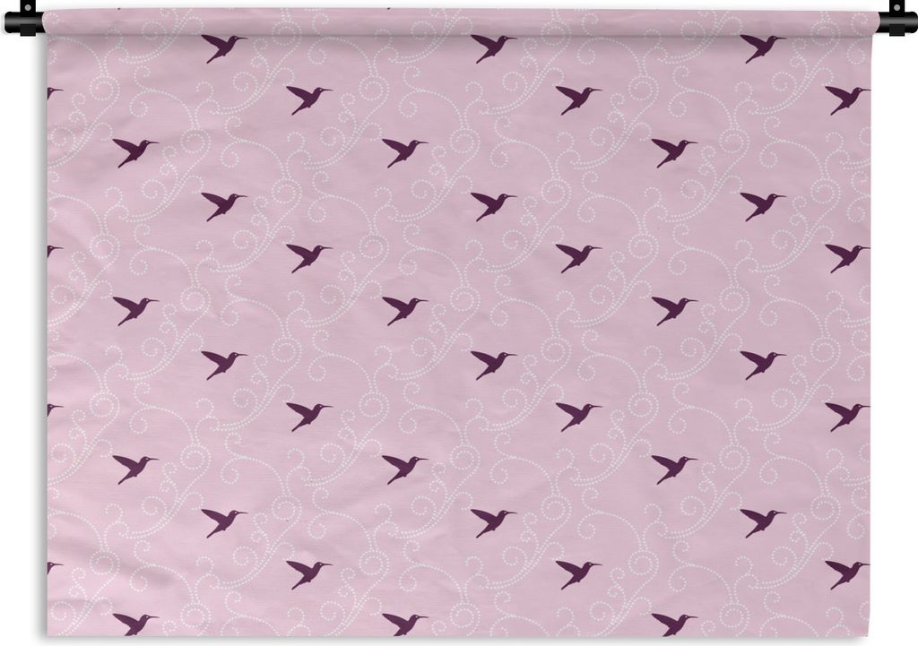 MuchoWow Wandteppich Wandbehang Vogel - Muster - Rosa 150x112.50 cm Tapisserie Dekoration Wandtuch - Wanddecke - Wandteppiche