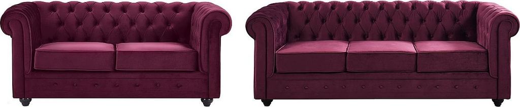 Sofas 3-Sitzer & 2-Sitzer - Samt - Purpur - CHESTERFIELD Produktbild 