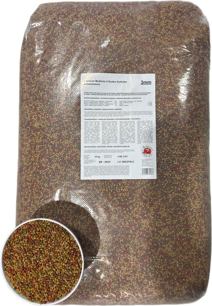 Koi Herdecke - 15 kg Fischfutter Mix für Koi's | Schwimmende Pellets von 3 mm | geeignet für Zierfische - Goldfische - Orfe - Shubunkin | 15 Kilo...