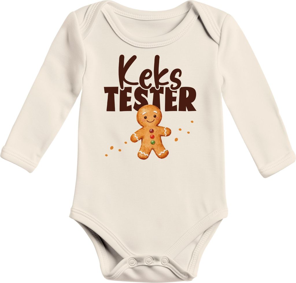 Baby Body langarm Kekstester Spruch lustig Weihnachten Gingerbread XMAS Outfit Baumwolle Jungen & Mädchen MoonWorks