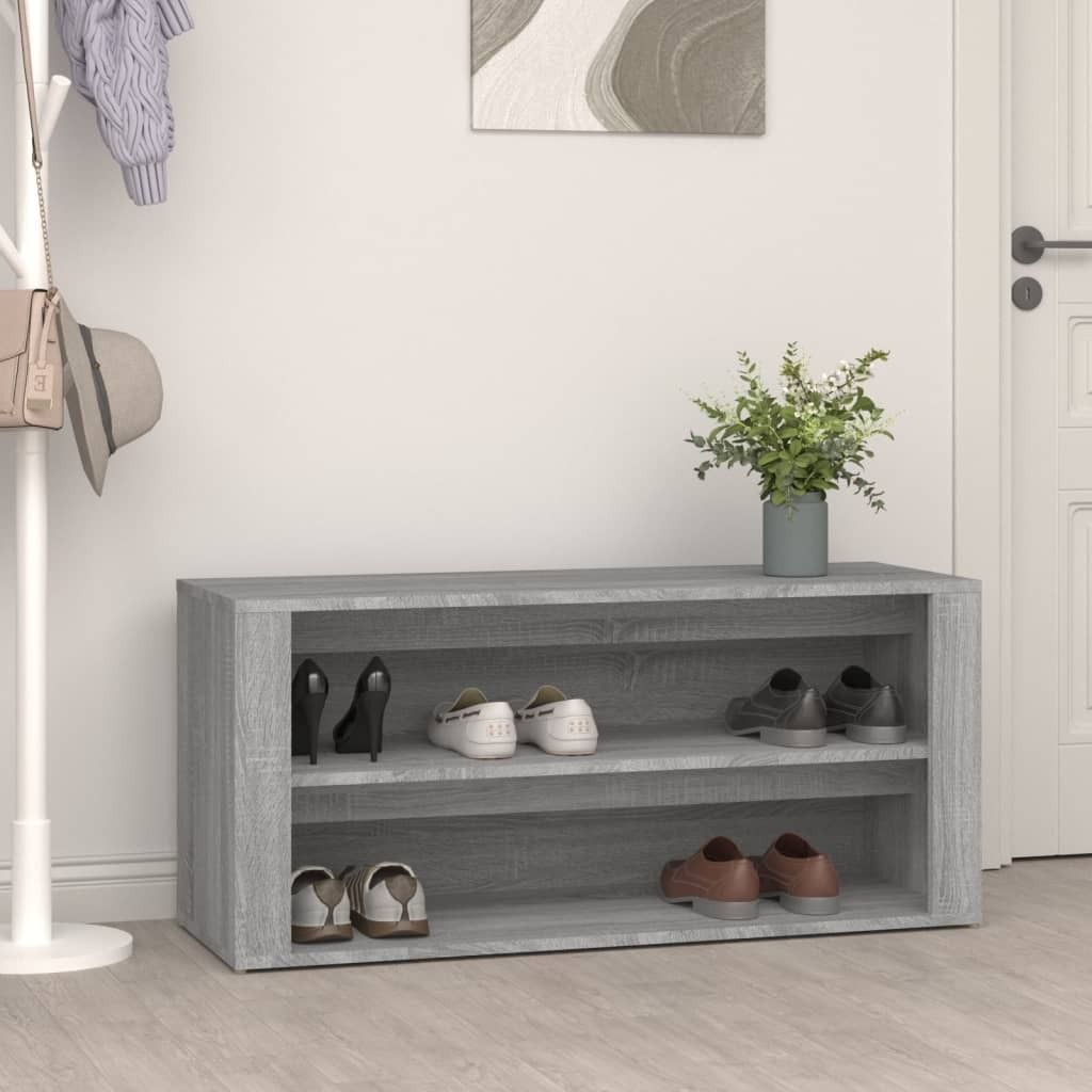 The Living Store Schuhregal Betongrau 100x35x45 cm Holzwerkstoff