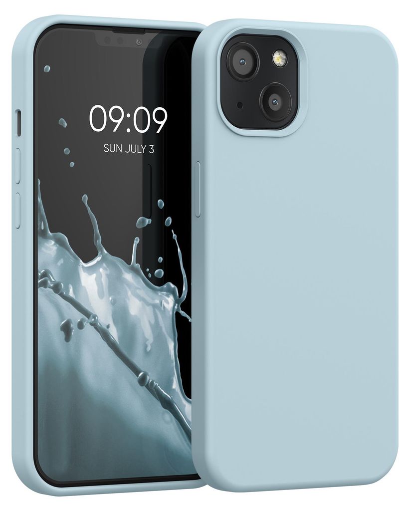 kwmobile Handyhülle für iPhone 13 Hülle, für iPhone 13 Case - Hülle Silikon - kabelloses Laden - Pastellblau